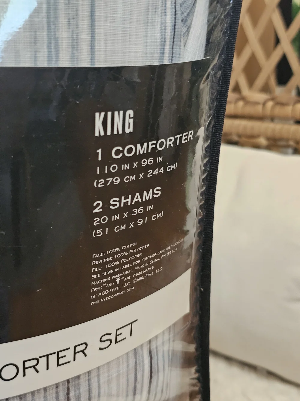 FRYE Aspen  King Cotton 3-Piece Comforter Set in Blue Stripe